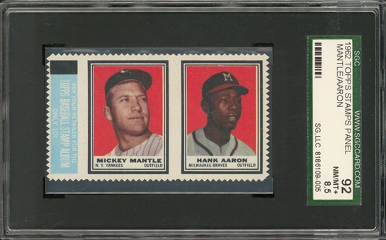 1962 Topps Stamps Panel Mantle/Aaron – SGC 92 NM-MT+ 8.5 "1 of 1!"